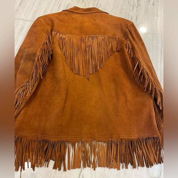 Vintage 60’s Brown Suede Western Fringe Jacket Sylvia Women Sz L Boho Hippie - Picture 2 of 16